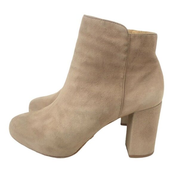 Schutz Neutral Beige Cibby Suede Heel Bootie - Picture 4 of 8